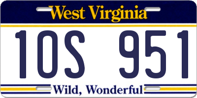 WV license plate 1OS951