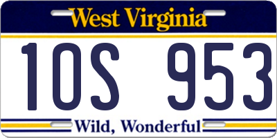 WV license plate 1OS953