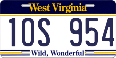 WV license plate 1OS954