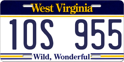 WV license plate 1OS955