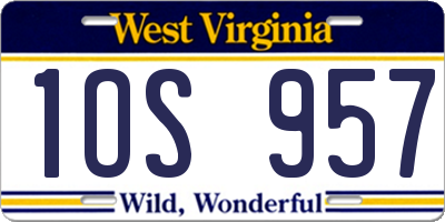 WV license plate 1OS957