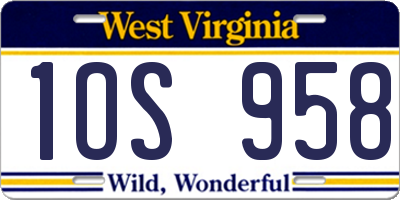 WV license plate 1OS958