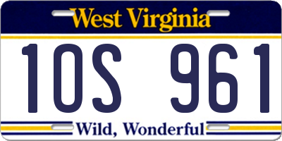 WV license plate 1OS961
