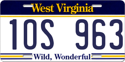 WV license plate 1OS963