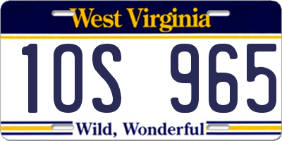 WV license plate 1OS965
