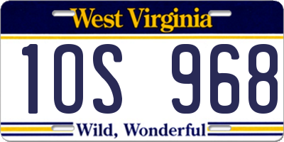 WV license plate 1OS968