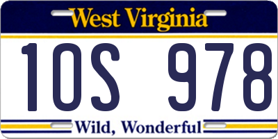 WV license plate 1OS978