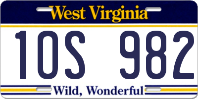 WV license plate 1OS982