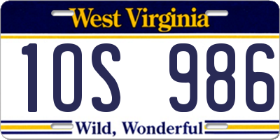 WV license plate 1OS986