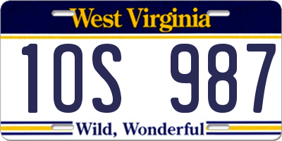 WV license plate 1OS987