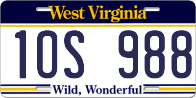 WV license plate 1OS988
