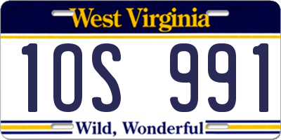 WV license plate 1OS991