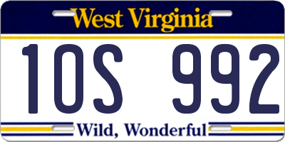 WV license plate 1OS992