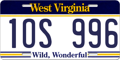 WV license plate 1OS996