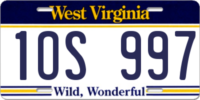 WV license plate 1OS997