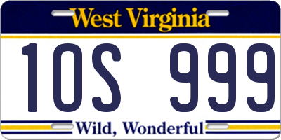 WV license plate 1OS999