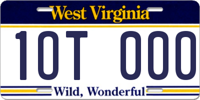 WV license plate 1OT000