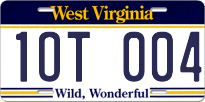 WV license plate 1OT004