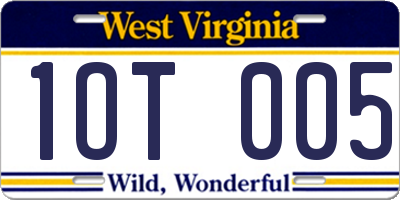 WV license plate 1OT005