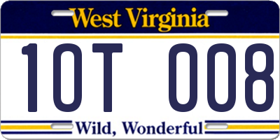 WV license plate 1OT008