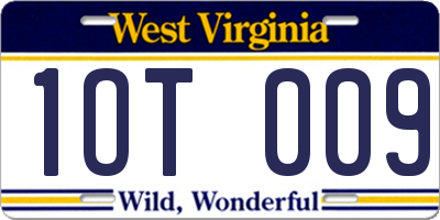 WV license plate 1OT009