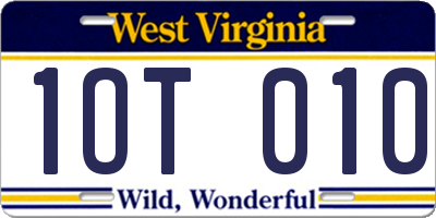 WV license plate 1OT010