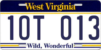 WV license plate 1OT013