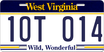 WV license plate 1OT014