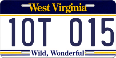 WV license plate 1OT015