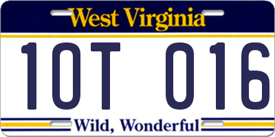 WV license plate 1OT016