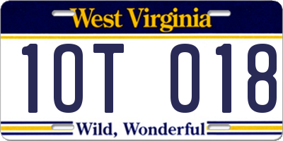 WV license plate 1OT018