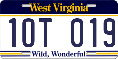 WV license plate 1OT019