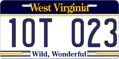 WV license plate 1OT023