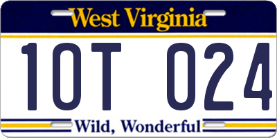 WV license plate 1OT024