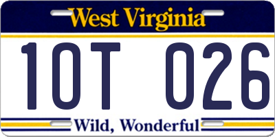 WV license plate 1OT026