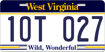 WV license plate 1OT027