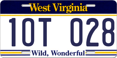 WV license plate 1OT028