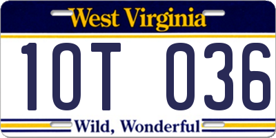 WV license plate 1OT036