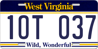 WV license plate 1OT037
