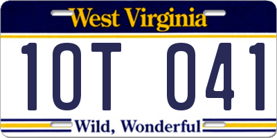 WV license plate 1OT041