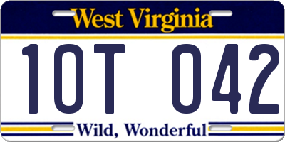 WV license plate 1OT042