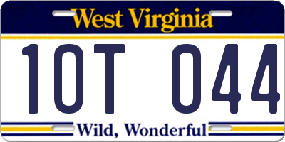 WV license plate 1OT044