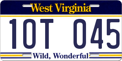 WV license plate 1OT045