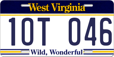WV license plate 1OT046