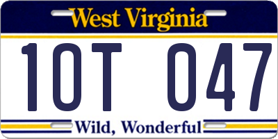 WV license plate 1OT047