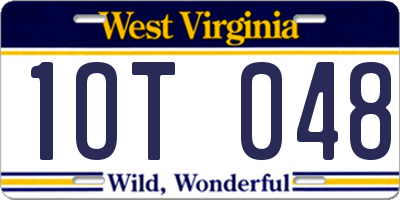 WV license plate 1OT048
