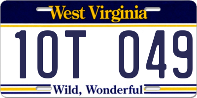 WV license plate 1OT049