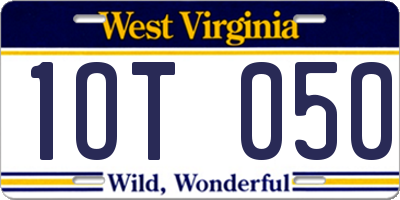 WV license plate 1OT050