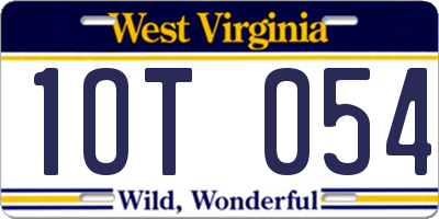 WV license plate 1OT054