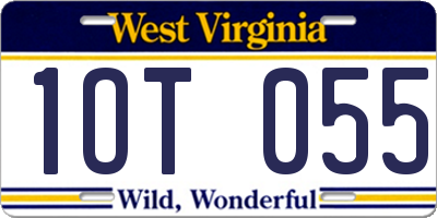 WV license plate 1OT055